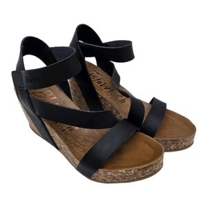 Blowfish Malibu Sandals Size 10 Black Hapuku Wedge Cork Platform Casual Open Toe